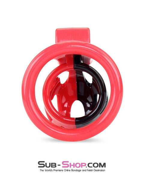 3445AE      Chastity Tease Sensation Cage Red and Black High Security Locking Male Chastity Device - MEGA Deal MEGA Deal   , Sub-Shop.com Bondage and Fetish Superstore