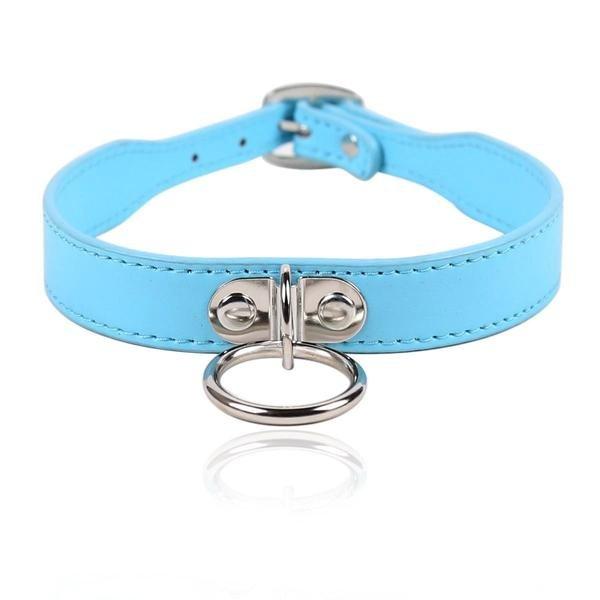 3458RS      Put A Ring On It Diamond Blue Slavegirl Collar Collar   , Sub-Shop.com Bondage and Fetish Superstore