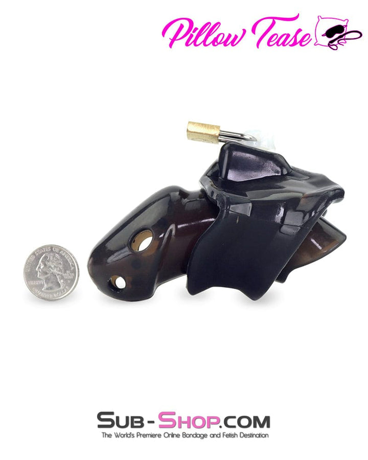 3459AR     Spiked Black Locking Silicone Chastity Cage with Ball Stretching Cock Ring Chastity   , Sub-Shop.com Bondage and Fetish Superstore