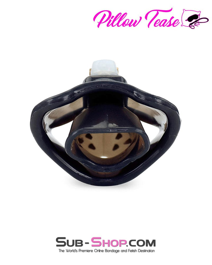 3459AR     Spiked Black Locking Silicone Chastity Cage with Ball Stretching Cock Ring Chastity   , Sub-Shop.com Bondage and Fetish Superstore