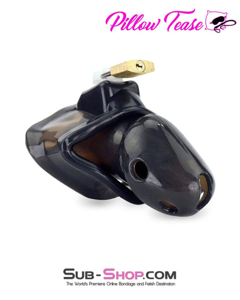 3459AR-SIS      Spiked Black Locking Silicone Sissy Chastity Cage with Ball Stretching Cock Ring Sissy   , Sub-Shop.com Bondage and Fetish Superstore