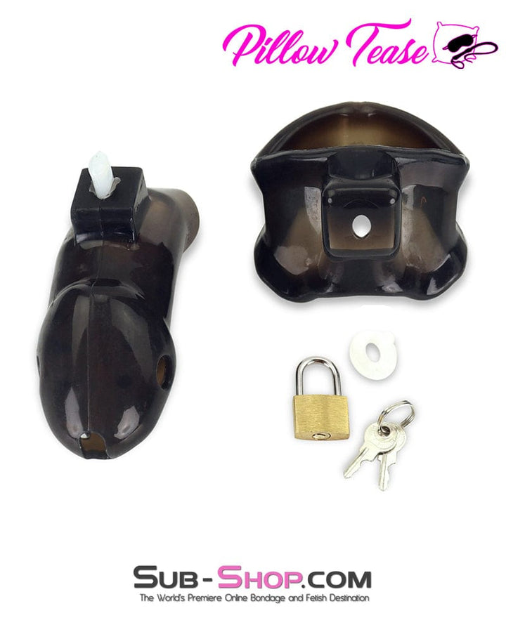 3459AR     Spiked Black Locking Silicone Chastity Cage with Ball Stretching Cock Ring Chastity   , Sub-Shop.com Bondage and Fetish Superstore