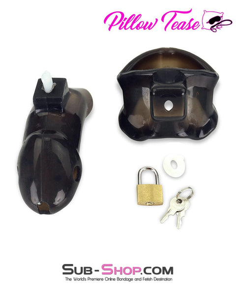 3459AR-SIS      Spiked Black Locking Silicone Sissy Chastity Cage with Ball Stretching Cock Ring Sissy   , Sub-Shop.com Bondage and Fetish Superstore