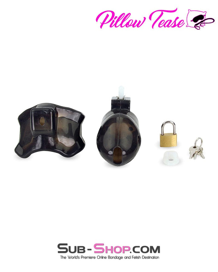3459AR     Spiked Black Locking Silicone Chastity Cage with Ball Stretching Cock Ring Chastity   , Sub-Shop.com Bondage and Fetish Superstore