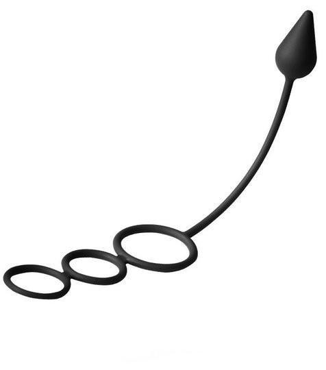 3488M      Devil's Tail Triple Cock Rings and Butt Plug - LAST CHANCE - Final Closeout! Black Friday Blowout   , Sub-Shop.com Bondage and Fetish Superstore