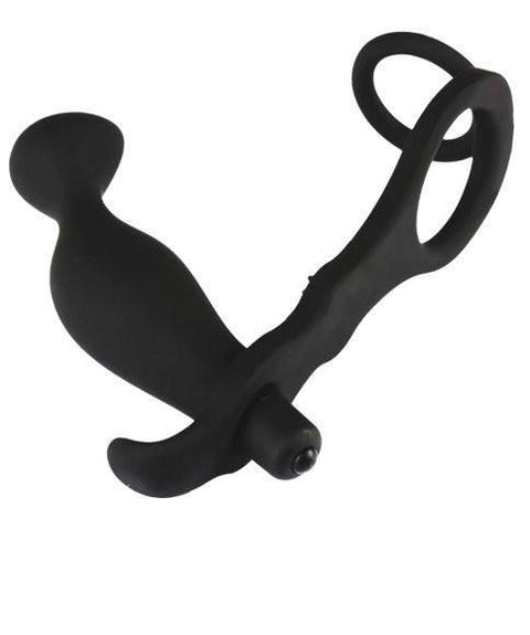 3500M      Balls 'N All Black Silicone P-Spot Vibrator & Cock Rings Set - LAST CHANCE - Final Closeout! Black Friday Blowout   , Sub-Shop.com Bondage and Fetish Superstore