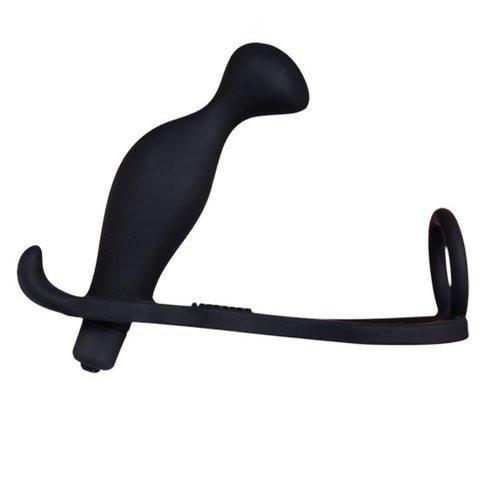 3500M      Balls 'N All Black Silicone P-Spot Vibrator & Cock Rings Set - LAST CHANCE - Final Closeout! Black Friday Blowout   , Sub-Shop.com Bondage and Fetish Superstore