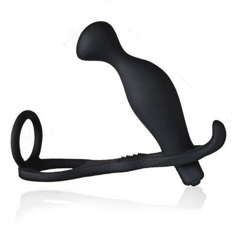 3500M      Balls 'N All Black Silicone P-Spot Vibrator & Cock Rings Set - LAST CHANCE - Final Closeout! Black Friday Blowout   , Sub-Shop.com Bondage and Fetish Superstore