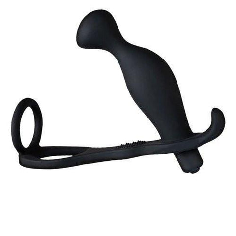 3500M      Balls 'N All Black Silicone P-Spot Vibrator & Cock Rings Set - LAST CHANCE - Final Closeout! Black Friday Blowout   , Sub-Shop.com Bondage and Fetish Superstore