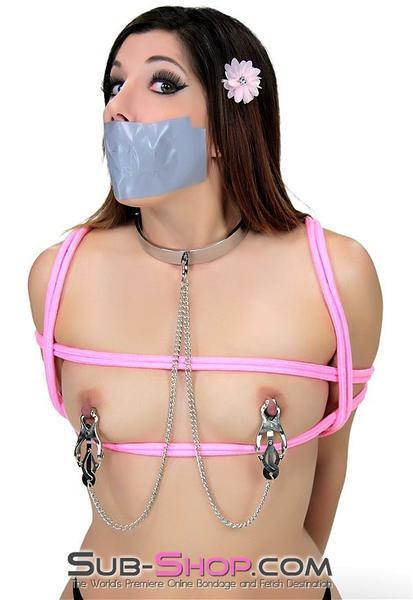 3613HS    Erotic Enslavement Stainless Steel Bondage Collar with Clover Clamps Collar & Clamps   , Sub-Shop.com Bondage and Fetish Superstore
