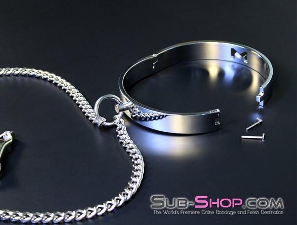 3613HS    Erotic Enslavement Stainless Steel Bondage Collar with Clover Clamps Collar & Clamps   , Sub-Shop.com Bondage and Fetish Superstore
