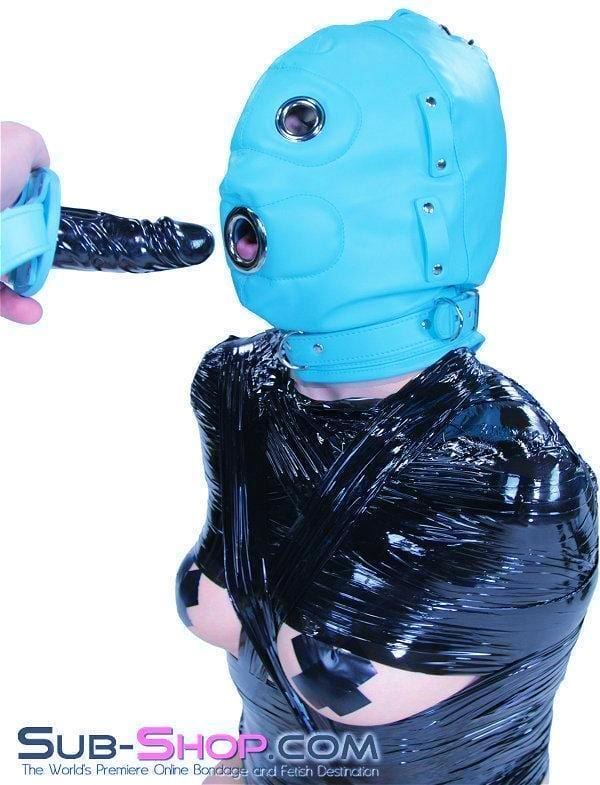 3710RS     Deep Throat Diamond Blue Locking Hood with Removable Penis Gag & Blindfold Hoods   , Sub-Shop.com Bondage and Fetish Superstore