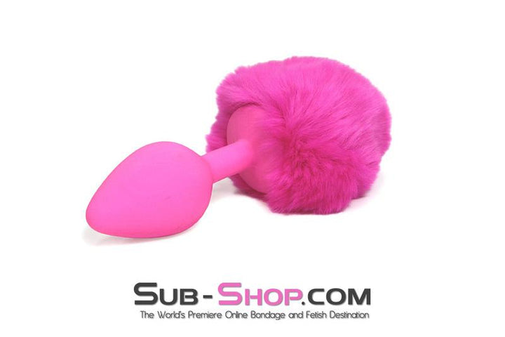 3737M-SIS      Somebunny Loves You Pink Sissy Powder Puff Bunny Tail, Medium Pink Silicone Plug Sissy   , Sub-Shop.com Bondage and Fetish Superstore
