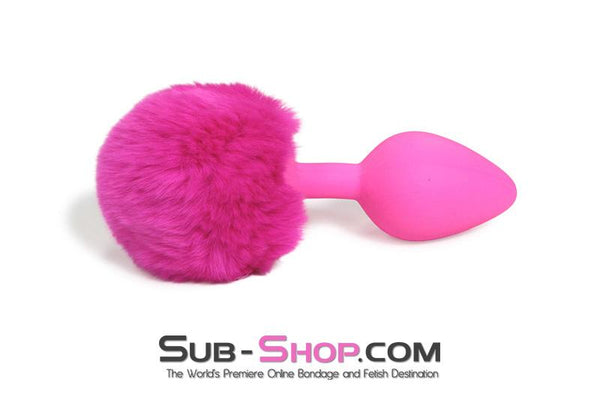 3737M-SIS      Somebunny Loves You Pink Sissy Powder Puff Bunny Tail, Medium Pink Silicone Plug Sissy   , Sub-Shop.com Bondage and Fetish Superstore