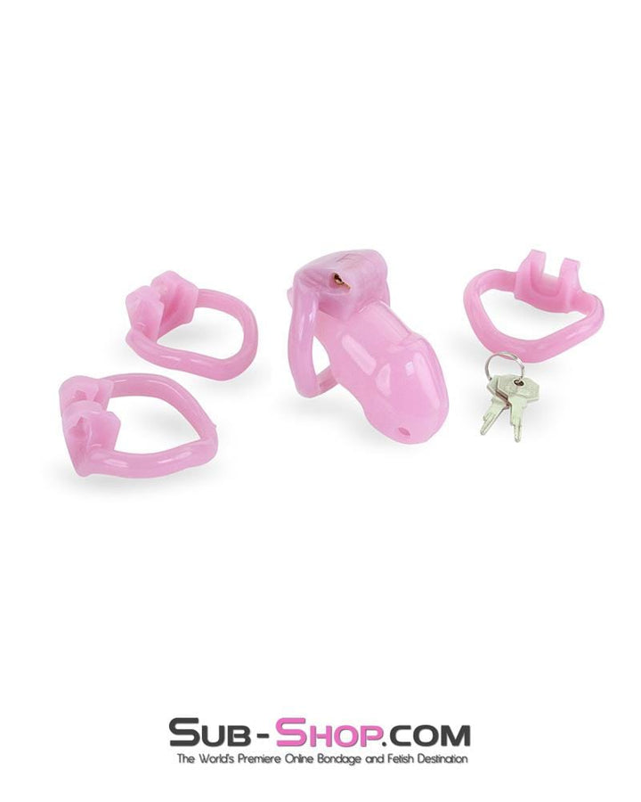 3744AE      Little Sissy Bitch Short High Security Keyed Tumbler Locking Male Chastity with 4 Base Cock Ring Sizes - MEGA Deal MEGA Deal   , Sub-Shop.com Bondage and Fetish Superstore