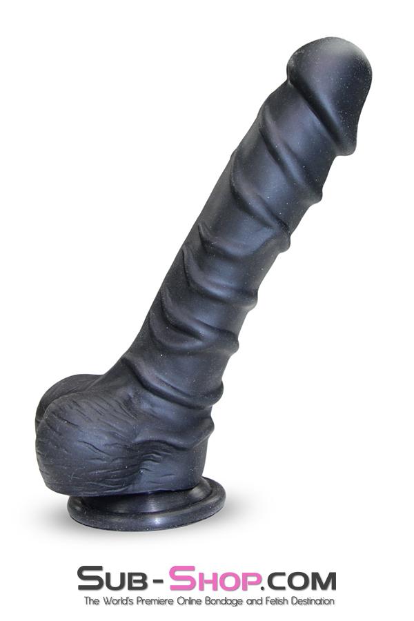 3748M      Nearly 9” Realistic & Ribbed Suction Cup Dildo, Black Dildo   , Sub-Shop.com Bondage and Fetish Superstore