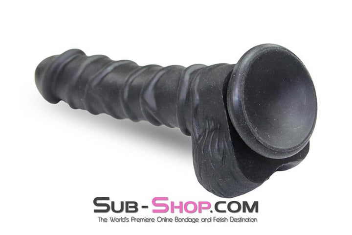 3748M      Nearly 9” Realistic & Ribbed Suction Cup Dildo, Black Dildo   , Sub-Shop.com Bondage and Fetish Superstore