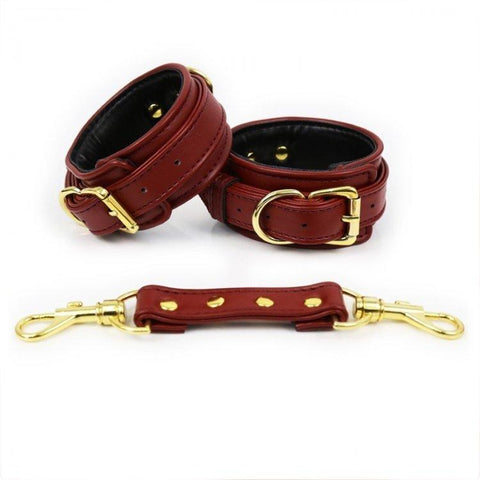 3758M      Crimson Desires Gold Standard Padded Supple Wrist Bondage Cuffs with Connector Cuffs   , Sub-Shop.com Bondage and Fetish Superstore