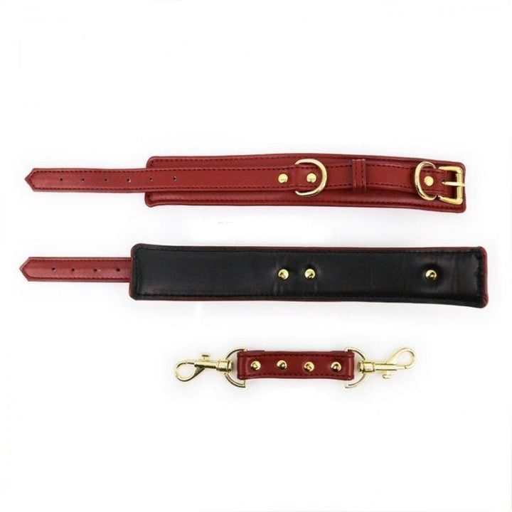 3758M      Crimson Desires Gold Standard Padded Supple Wrist Bondage Cuffs with Connector Cuffs   , Sub-Shop.com Bondage and Fetish Superstore