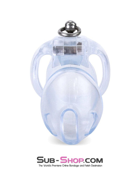 3767M      Long Clear Locking Cock Cage Chastity with Lead Ring with Small Cock Cuff Chastity   , Sub-Shop.com Bondage and Fetish Superstore