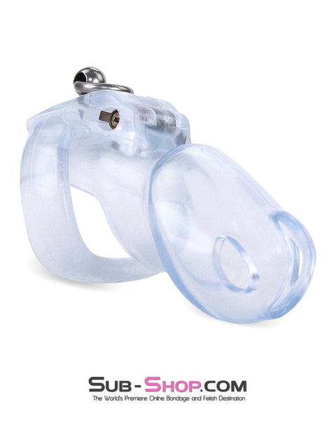 3767M      Long Clear Locking Cock Cage Chastity with Lead Ring with Small Cock Cuff Chastity   , Sub-Shop.com Bondage and Fetish Superstore