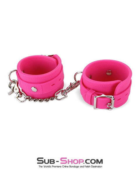 3779M      Locking Hot Pink Heavy Silicone Wrist Bondage Cuffs Cuffs   , Sub-Shop.com Bondage and Fetish Superstore