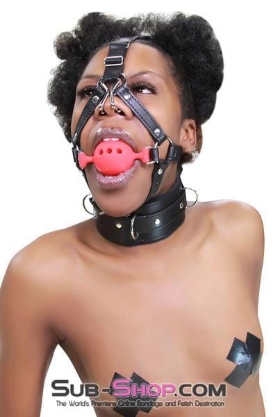 3796RS      2" Large Red Silicone Breather Ball Gag Trainer with Nose Hook Ballgag   , Sub-Shop.com Bondage and Fetish Superstore