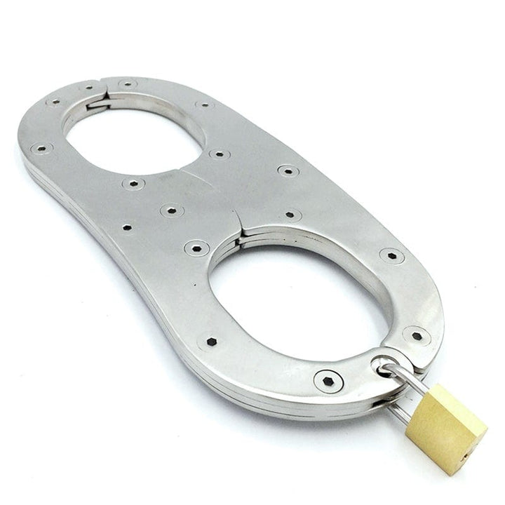 7057M      Stainless Steel Wrist Fetters Restraints with Padlock, Large / Extra Large Steel Bondage   , Sub-Shop.com Bondage and Fetish Superstore