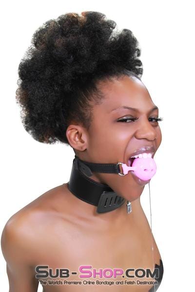 3846RS      Medium Pink Silicone Breather Ball Gag on Locking Black Strap Ballgag   , Sub-Shop.com Bondage and Fetish Superstore
