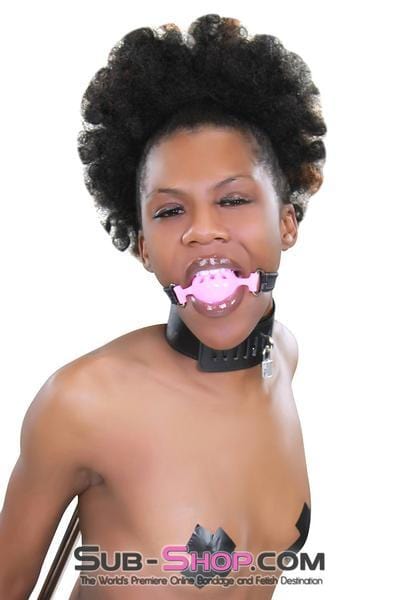 3846RS      Medium Pink Silicone Breather Ball Gag on Locking Black Strap Ballgag   , Sub-Shop.com Bondage and Fetish Superstore