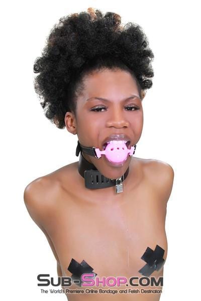 3846RS      Medium Pink Silicone Breather Ball Gag on Locking Black Strap Ballgag   , Sub-Shop.com Bondage and Fetish Superstore