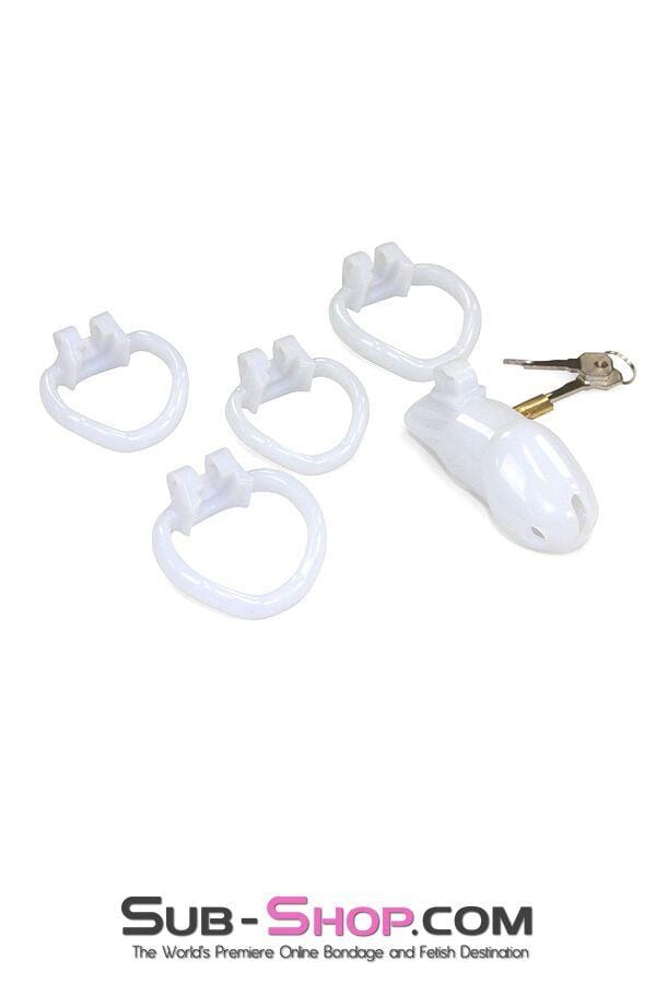 0394AE      White Knight High Security Keyed Tumbler Locking Male Chastity with 4 Base Cock Ring Sizes Chastity   , Sub-Shop.com Bondage and Fetish Superstore