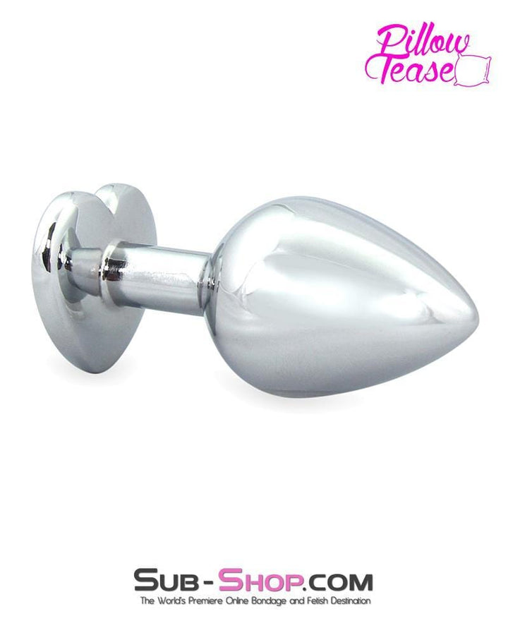 0400E      Chromed Clear Heart Gem Medium Butt Plug - MEGA Deal MEGA Deal   , Sub-Shop.com Bondage and Fetish Superstore