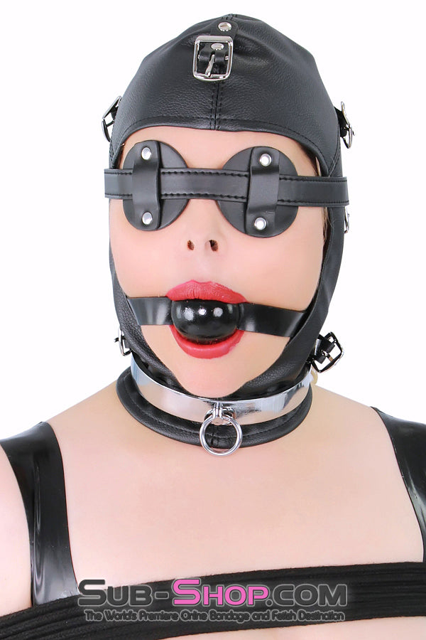 8815RS      Secret Affair Bondage Hood w/ Strap-On Gag Panel and Blindfold Hoods   , Sub-Shop.com Bondage and Fetish Superstore