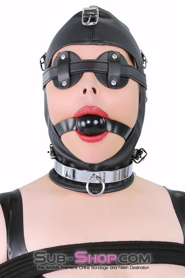 8815RS      Secret Affair Bondage Hood w/ Strap-On Gag Panel and Blindfold Hoods   , Sub-Shop.com Bondage and Fetish Superstore