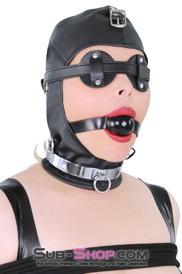 8815RS      Secret Affair Bondage Hood w/ Strap-On Gag Panel and Blindfold Hoods   , Sub-Shop.com Bondage and Fetish Superstore