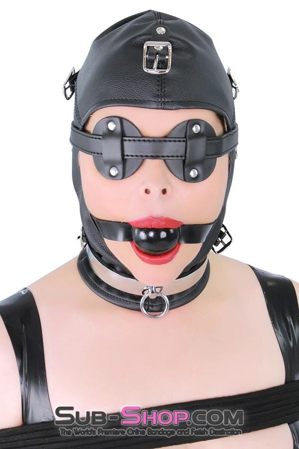 8815RS      Secret Affair Bondage Hood w/ Strap-On Gag Panel and Blindfold Hoods   , Sub-Shop.com Bondage and Fetish Superstore