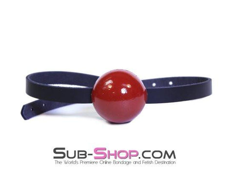 1500A      Thin Strap Buckling Ball Gag, Black Leather Strap, Candy Apple Red Ball Gags   , Sub-Shop.com Bondage and Fetish Superstore