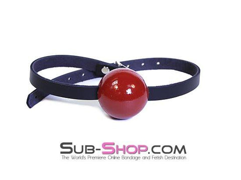 1500A      Thin Strap Buckling Ball Gag, Black Leather Strap, Candy Apple Red Ball Gags   , Sub-Shop.com Bondage and Fetish Superstore