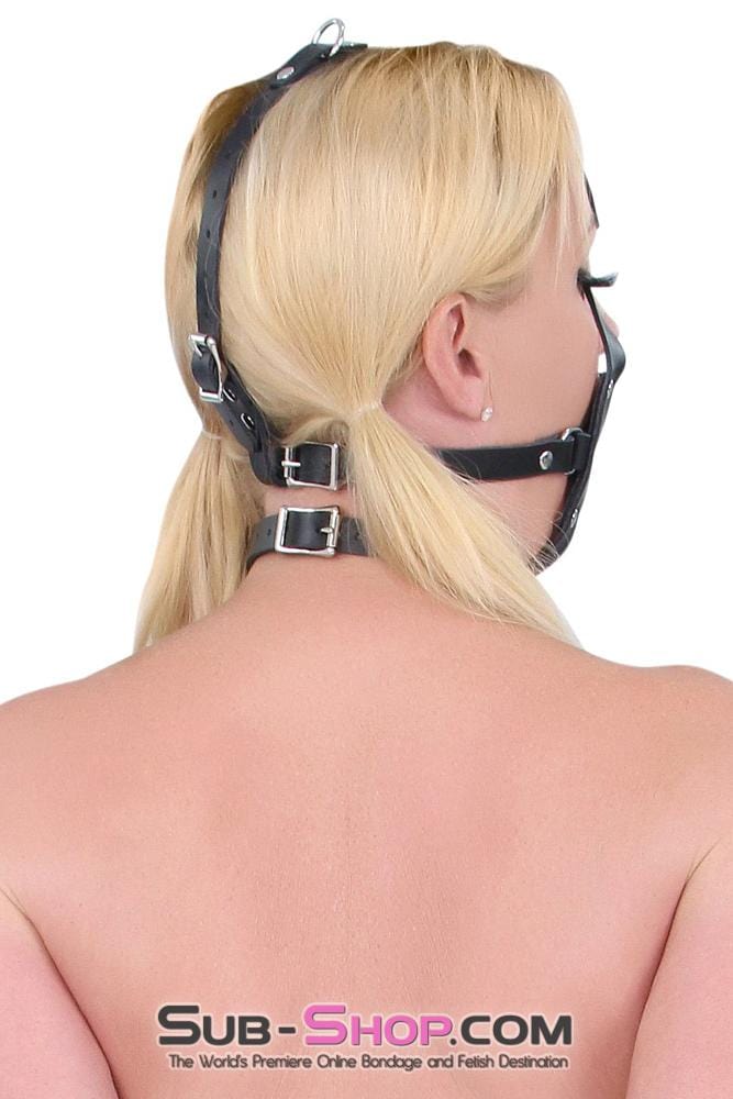 0435A      Silencer Black Leather Cross Strap Panel Ball Gag Trainer Gags   , Sub-Shop.com Bondage and Fetish Superstore