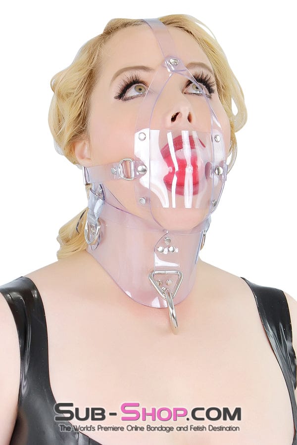 0438A     Clearly Silenced Luxe PVC Cross Strap Panel Ball Gag Trainer Gags   , Sub-Shop.com Bondage and Fetish Superstore