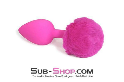 4451M      Somebunny Loves You Pink Powder Puff Bunny Tail, Large Pink Silicone Plug - LAST CHANCE - Final Closeout! MEGA Deal   , Sub-Shop.com Bondage and Fetish Superstore