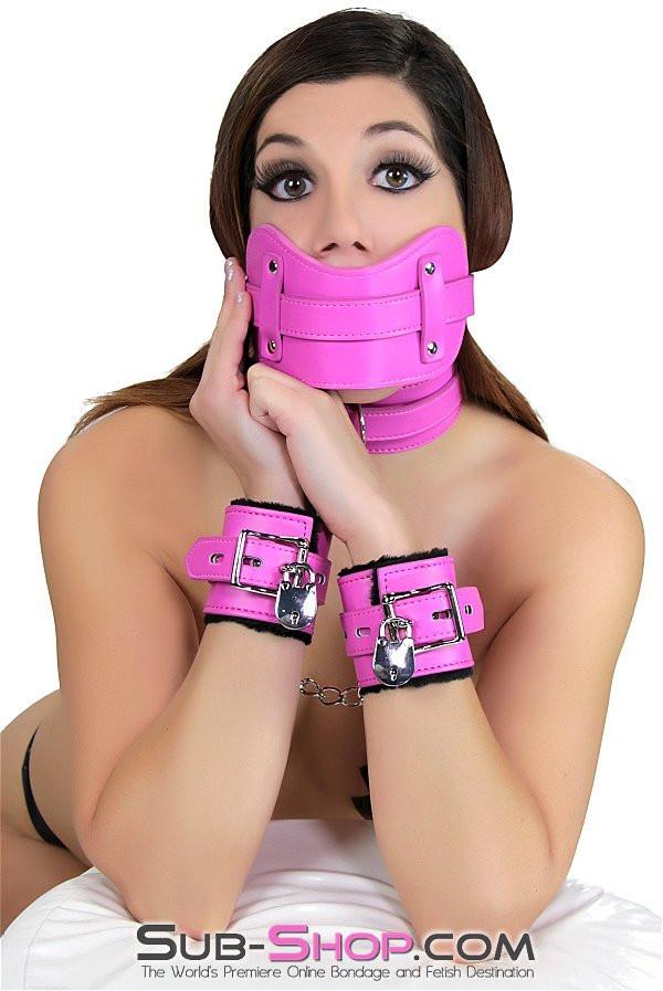 5772RS      Cuddle Up Hot Pink Lined Locking Bondage Wrist Cuffs Cuffs   , Sub-Shop.com Bondage and Fetish Superstore