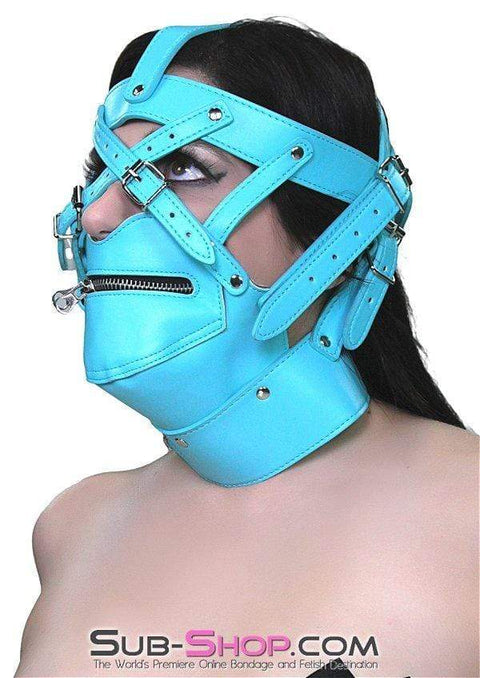 4478MQ      Severe Restriction Diamond Blue Zip Mask & Posture Trainer - LAST CHANCE - Final Closeout! MEGA Deal   , Sub-Shop.com Bondage and Fetish Superstore