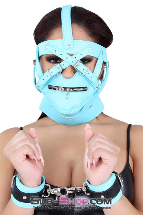 4478MQ      Severe Restriction Diamond Blue Zip Mask & Posture Trainer - LAST CHANCE - Final Closeout! MEGA Deal   , Sub-Shop.com Bondage and Fetish Superstore
