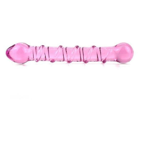 0448M      Double Ended Pink Ridged Glass Massager - LAST CHANCE - Final Closeout! Black Friday Blowout   , Sub-Shop.com Bondage and Fetish Superstore