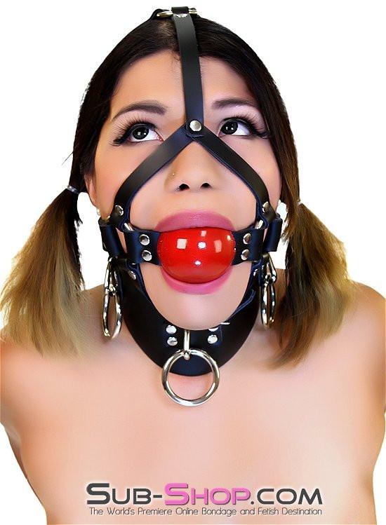 0450A      2” Leather Ball Gag Trainer, Candy Apple Red Ball Gags   , Sub-Shop.com Bondage and Fetish Superstore