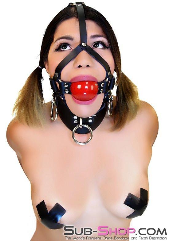 0450A      2” Leather Ball Gag Trainer, Candy Apple Red Ball Gags   , Sub-Shop.com Bondage and Fetish Superstore
