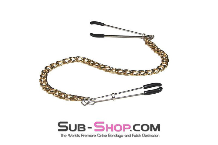 0452M      Gilded Nipples Tweezer Nipple Clamps with Gold Chain Nipple Clamp   , Sub-Shop.com Bondage and Fetish Superstore