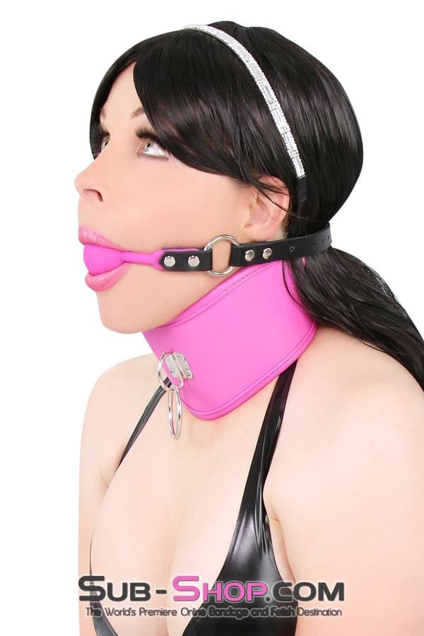 4723RS     Hot Pink Bondage Posture Collar and Leash Set Collar   , Sub-Shop.com Bondage and Fetish Superstore